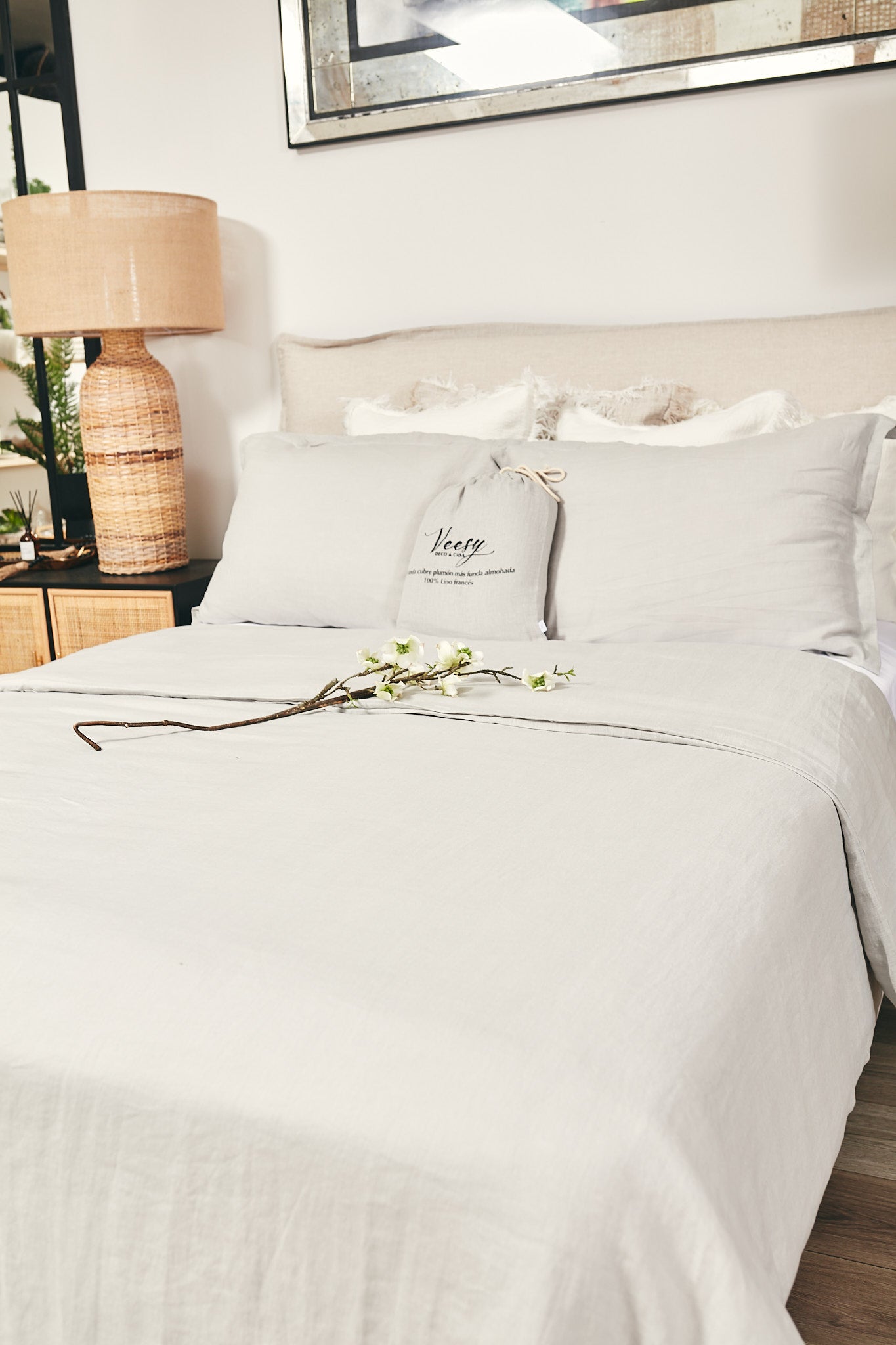 CUBRE PLUMON DE LINO BELGA GRIS PERLA