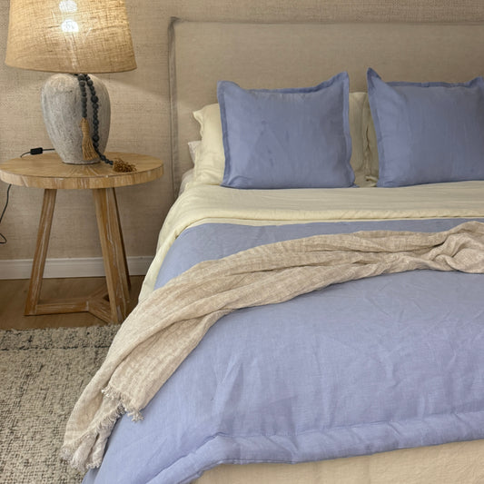 SET PIECERA LINO ACOLCHADA + FUNDA DE COJIN HARMONY 50X50 LINO RUSTICO JACINTO