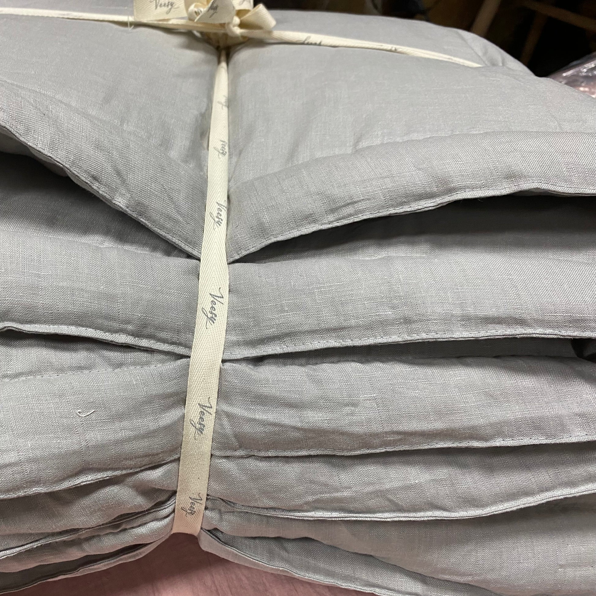 PIECERA LINO ACOLCHADA GRIS PERLA