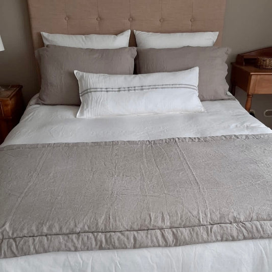 PIECERA LINO ACOLCHADA TAUPE