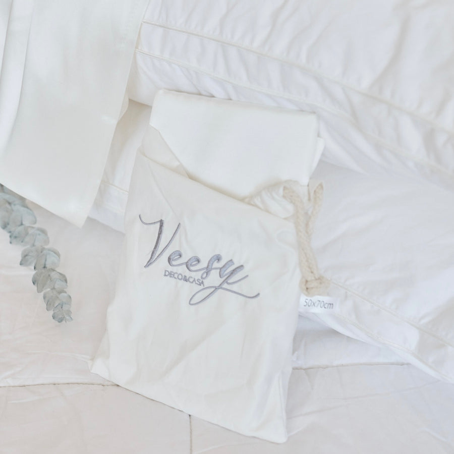 2 ALMOHADAS DE SEDA NATURAL + 2 FUNDAS DE SEDA NATURAL BLANCO