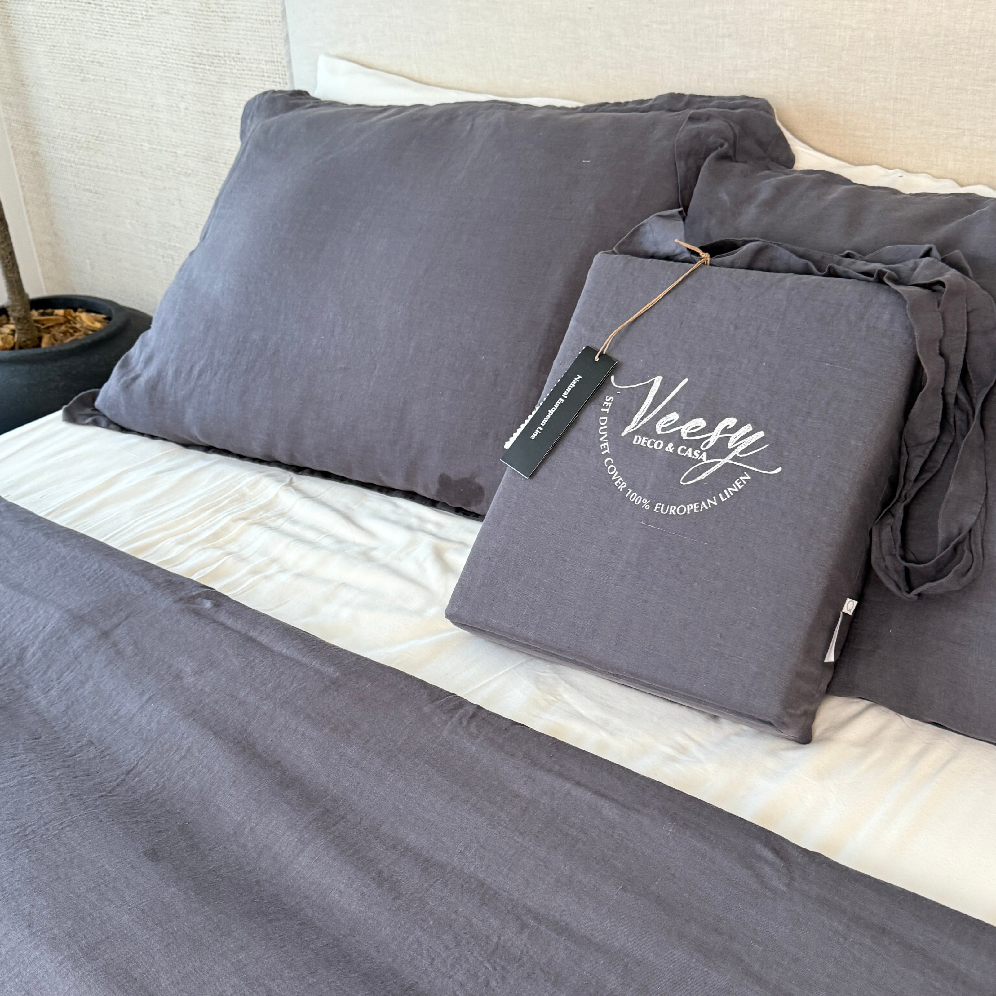 CUBRE PLUMON DE LINO BELGA GRIS GRAFITO