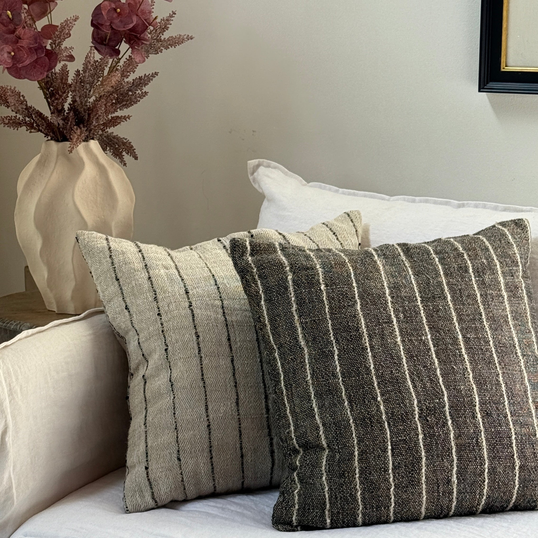 cojines listados de lino