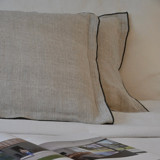 COJÍN VALKIRIA CON BORDE TAUPE