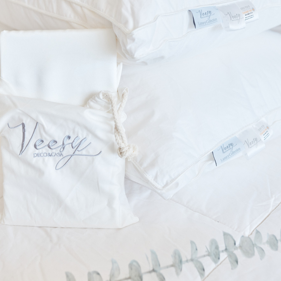 2 ALMOHADAS + 2 FUNDAS DE SEDA NATURAL IVORY