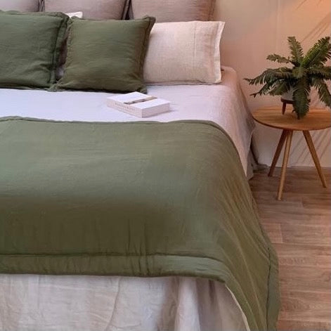 PIECERA LINO ACOLCHADA VERDE OLIVO