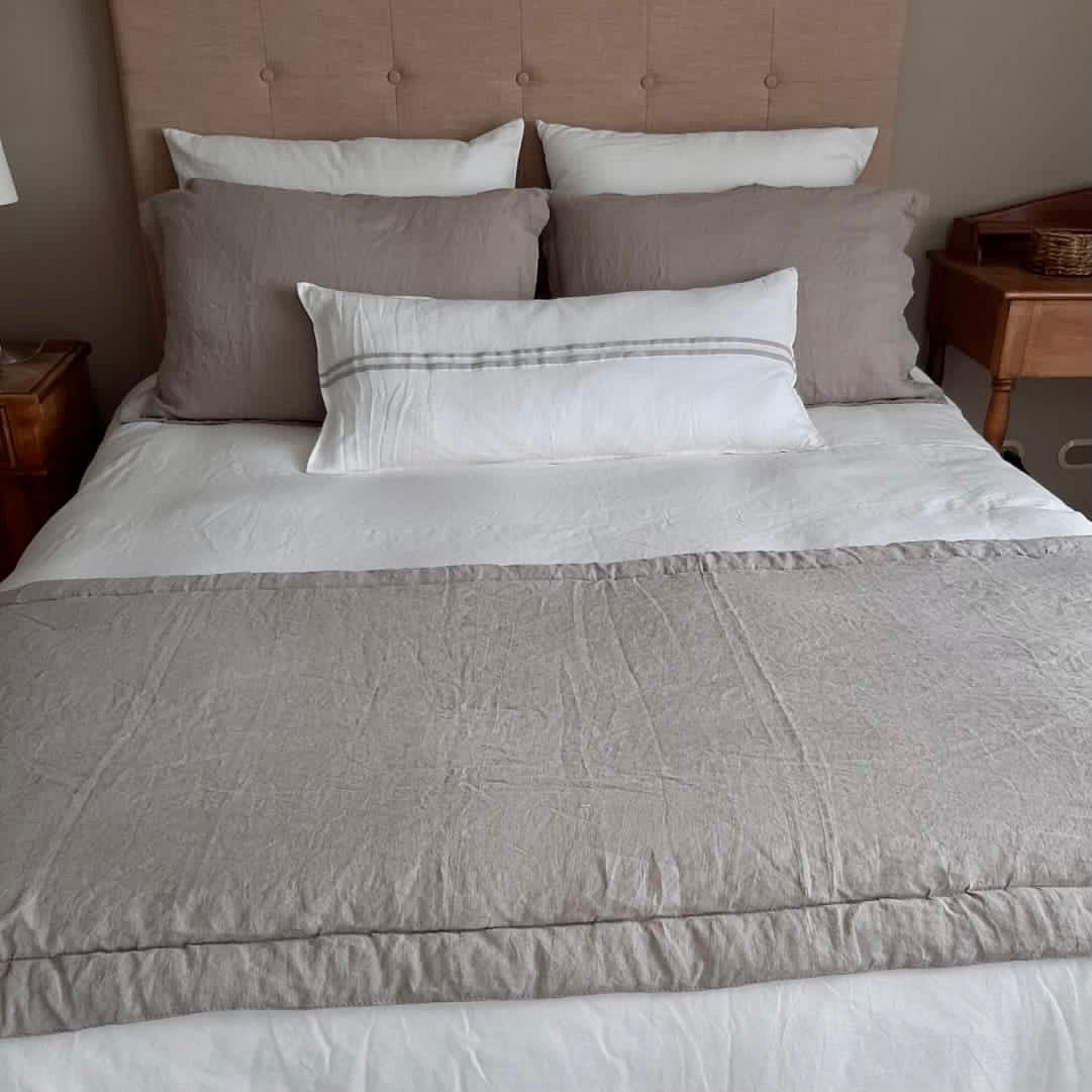 PIECERA LINO ACOLCHADA TAUPE
