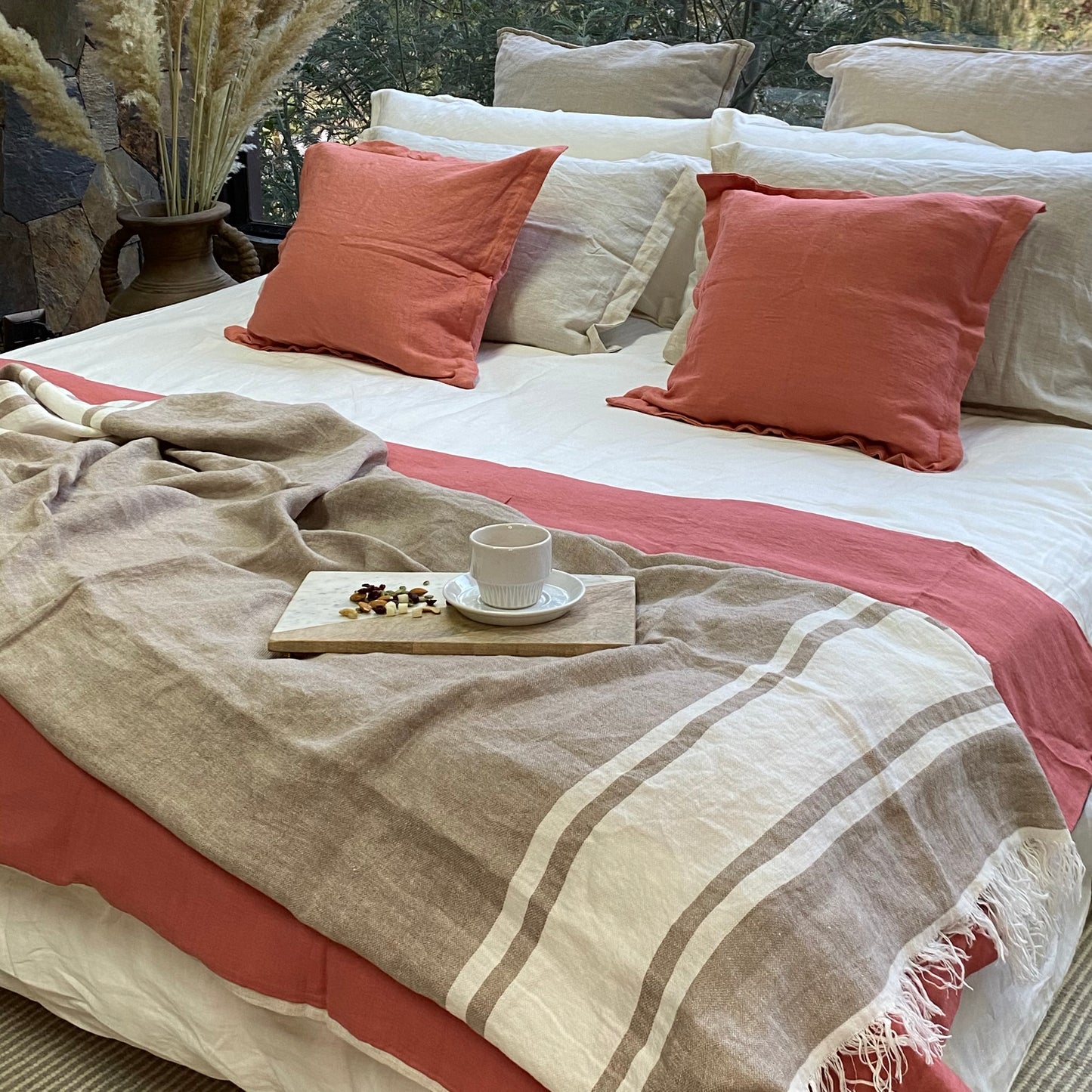 PIECERA LINO ACOLCHADA TERRACOTA